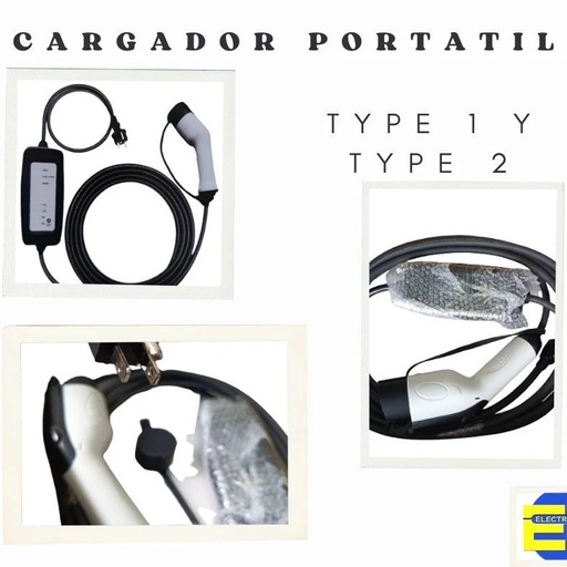 Cargador portátil para carros eléctricos con conexión de 110 v